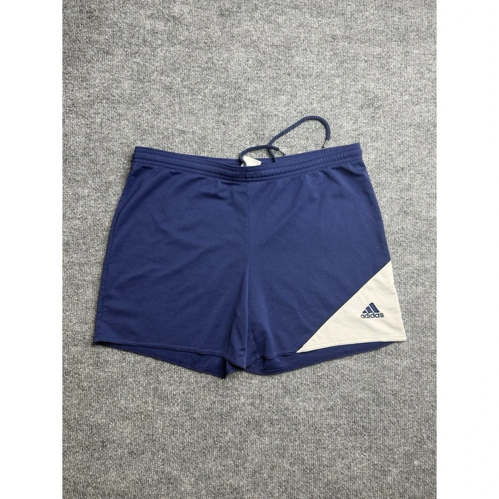 Adidas Shorts Mens Medium Blue Mid Rise Logo Climalite Elastic Waist
